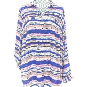 Relativity Striped Button Down Shirt 2X NWT